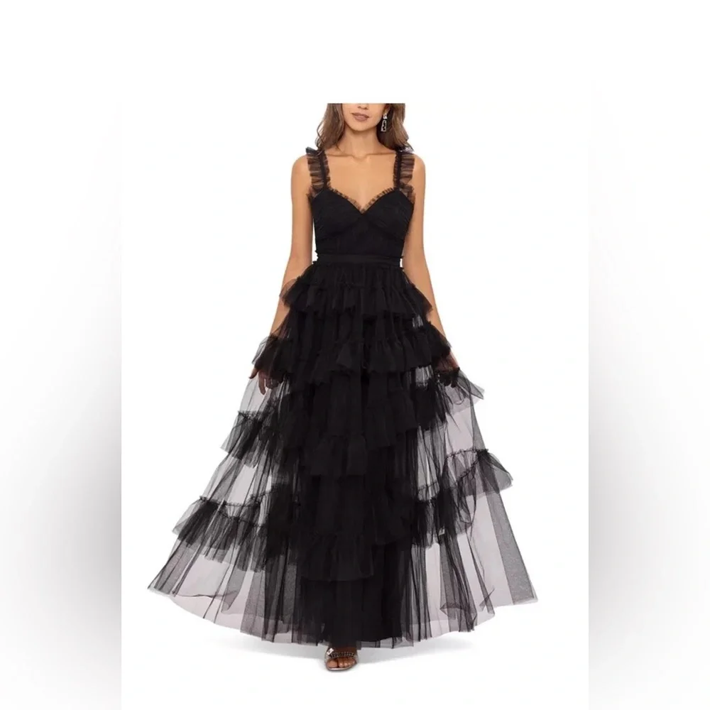 Betsy and Adam Black Layered Maxi Dress - Picture 3 of 9